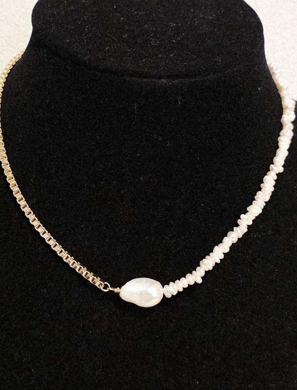 F+H Baroque Pearl and Chain Necklace 18k Goldplated Necklace New